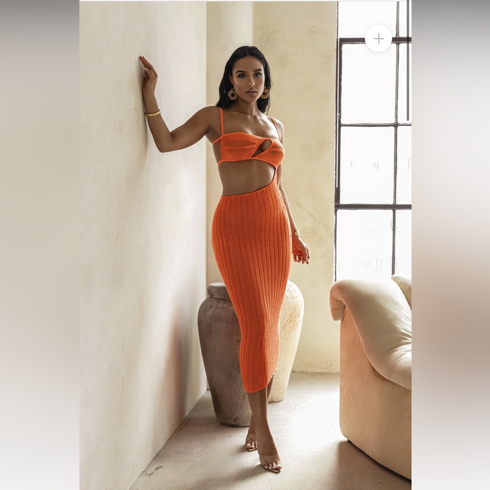 Jluxlabel Orange Coastal Escape Knit Dress